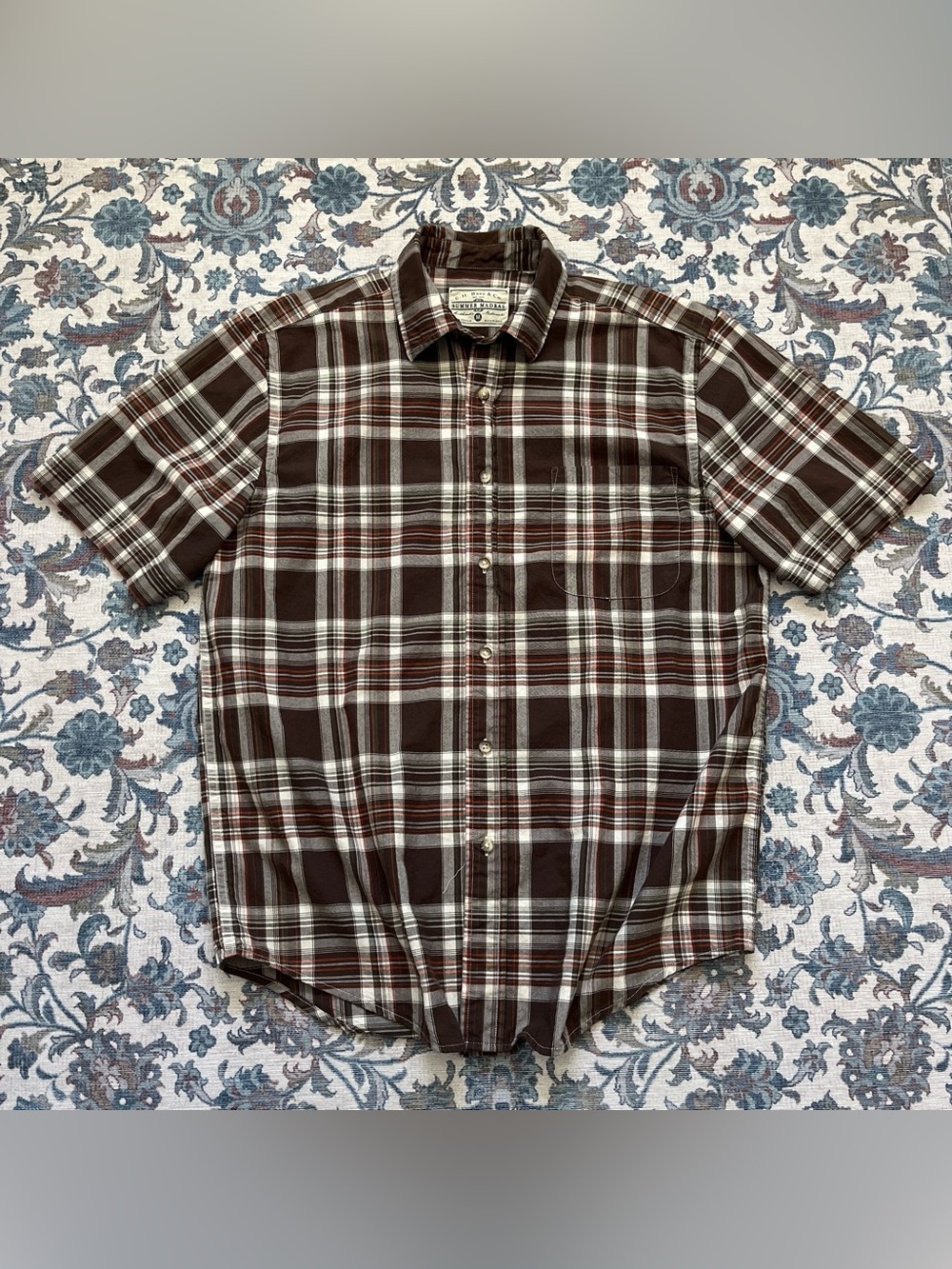 G.H Bass & Co brown plaid button up shirt